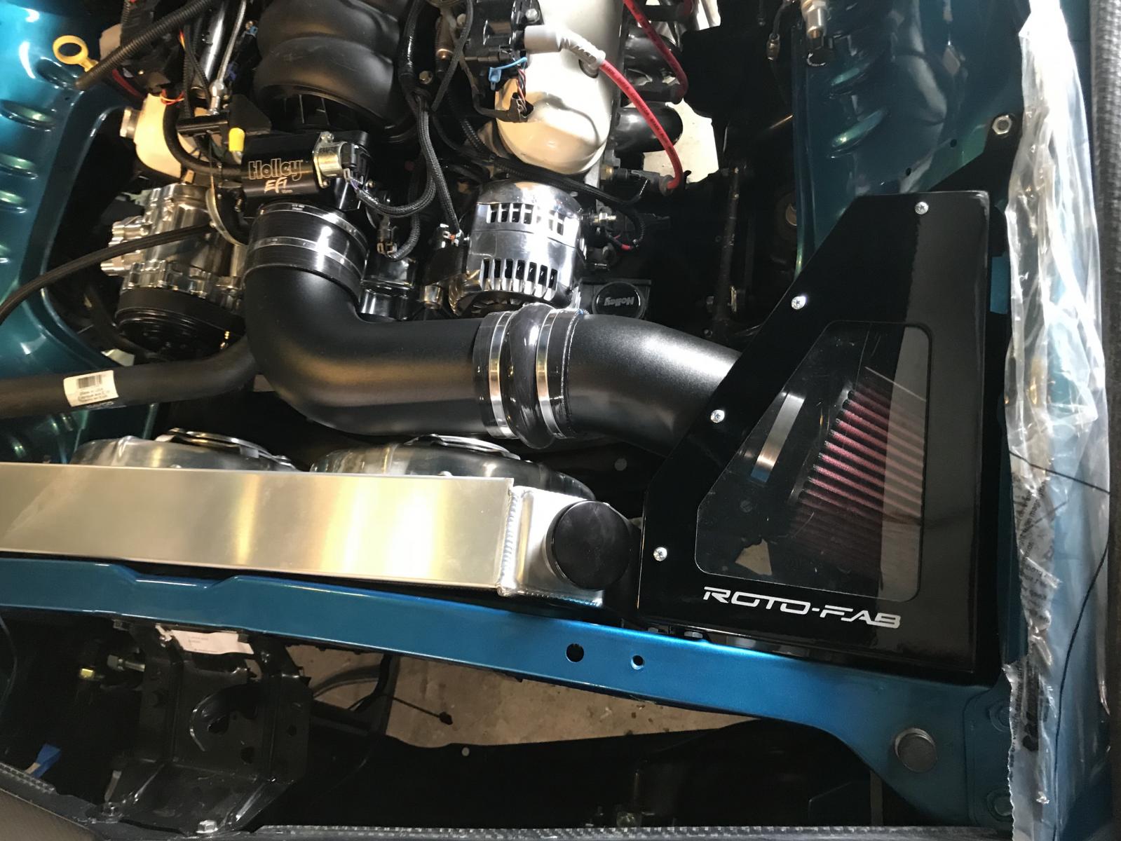 Entropy radiator with Roto-Fab CAI box 69 Camaro